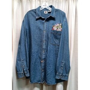 Disney Catalog XL Snow‎ White Seven Dwarfs Denim Button-Down Shirt Vintage 80's